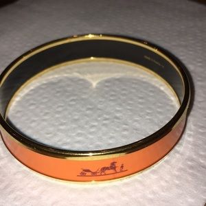 Hermes Orange Caleche Enamel Bangle Bracelet